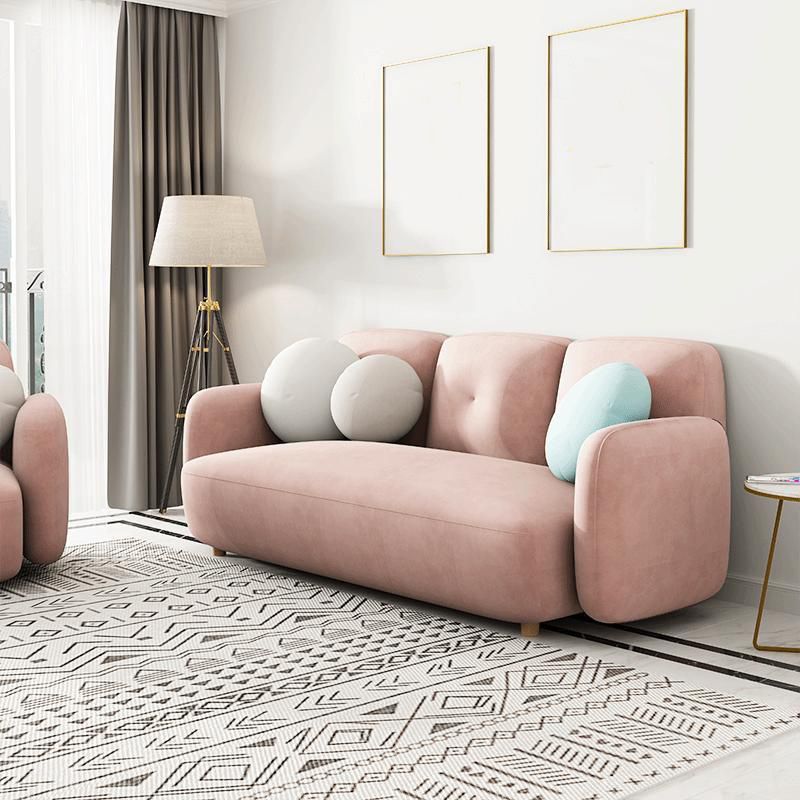 Ultra-Modern Cushions Rolled Arm Living Room Stationary Settee