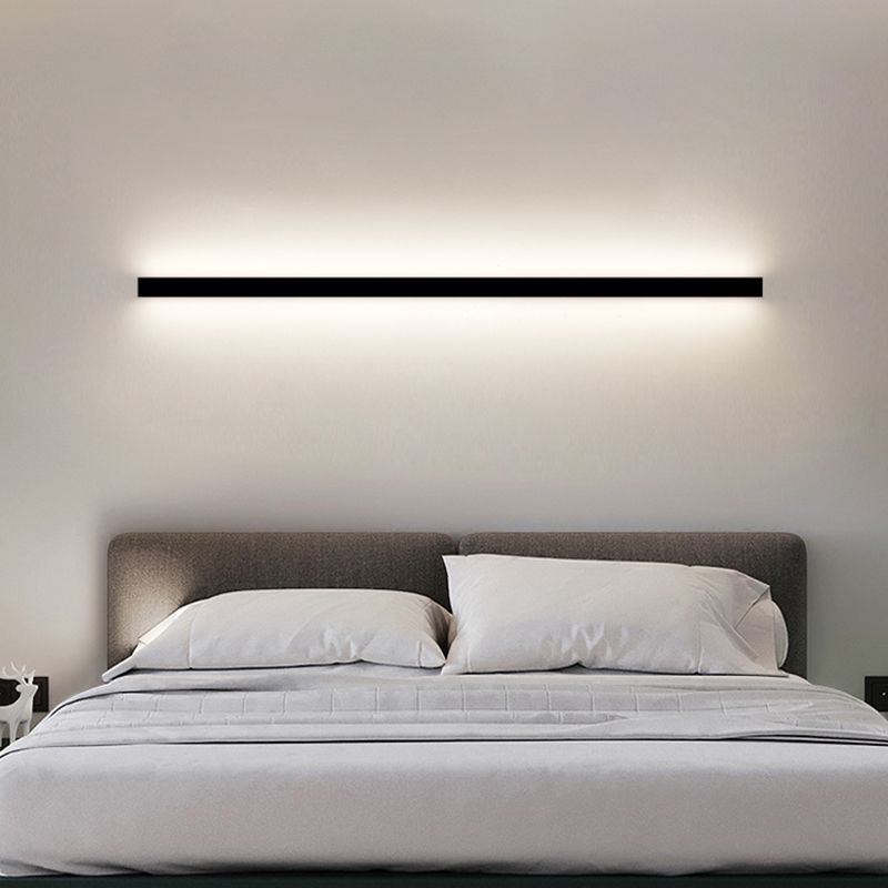 Moderner einfacher Stil Linearer Schatten Wandleuchten Metal 1 Leichte Leuchten im schwarzen Finish