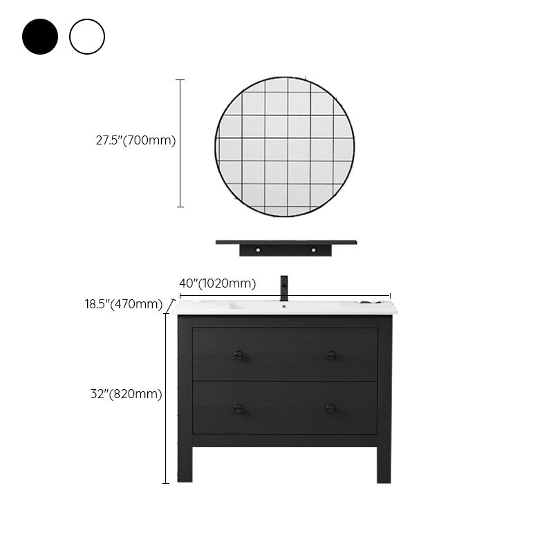Freestanding Vanity Drawers Single Sink Rectangle Wood Frame Bathroom Vanity with Mirror