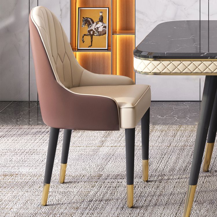 Dining Room Sets Contemporary with Sintered Stone Table and Cushion Chairs