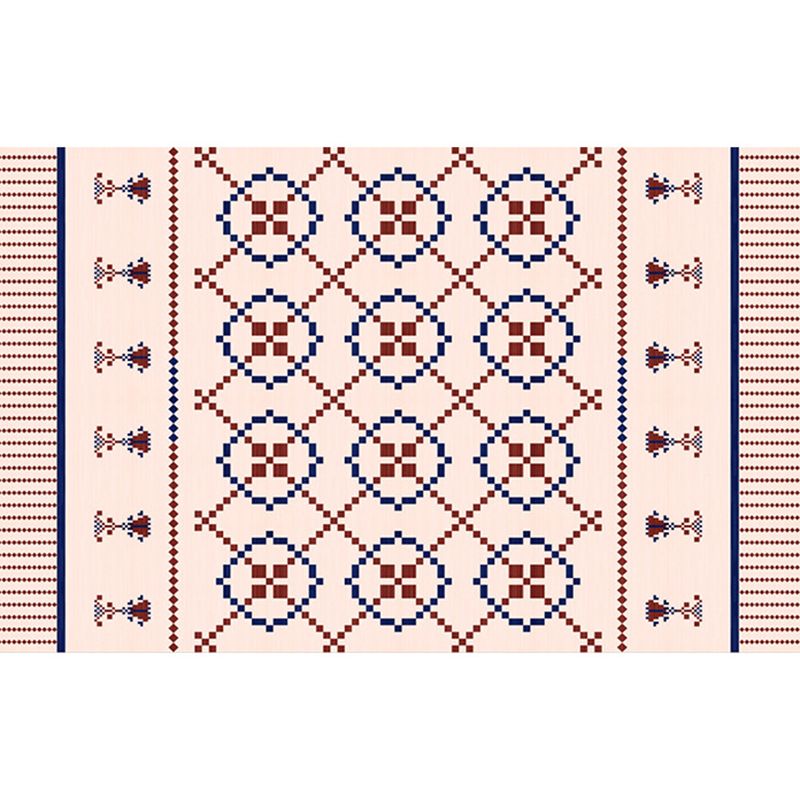 Mid-Century Geometry Pattern Rug Polyester Carpet Stain Resistant Area Rug for Home Decoration