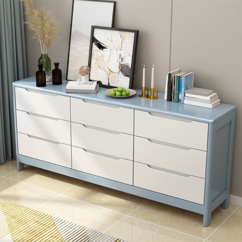 Ultra-Modern Rubberwood Double Dresser Horizontal Storage Chest Dresser for Bedroom