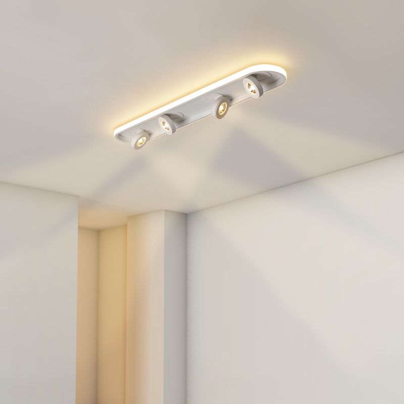 Plafonnier LED réglable à 4 lumières, avec têtes d'éclairage sur rail linéaire en aluminium, de Style moderne, pour salon