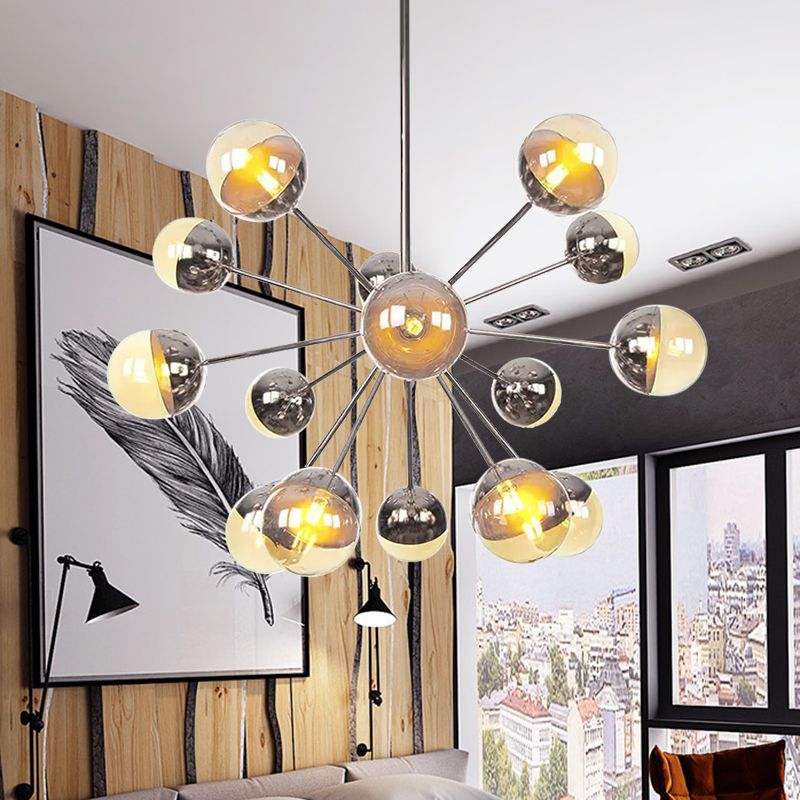 Semi-encastré Globe pour salle à manger, verre blanc/transparent/gris fumée, 9/12/15 lumières, luminaire semi-encastré contemporain en cuivre/chrome/or