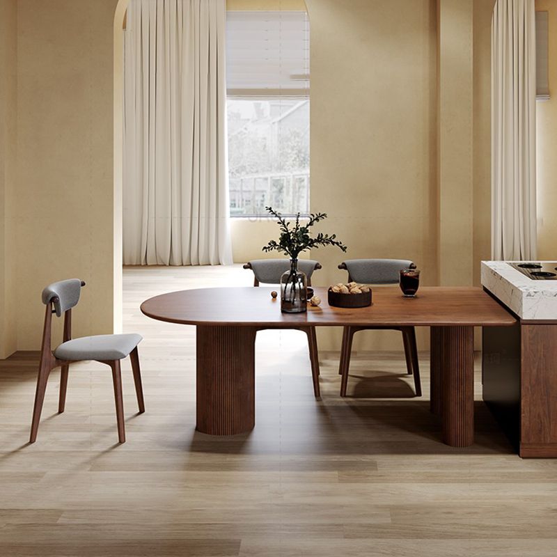 Free Form Dining Table Modern 3 Legs Wood Color Fixed Table of Solid Wood