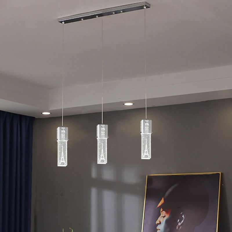 Lineaire hangende verlichtingsarmaturen Moderne 3-lichts heldere suspensielamp met kristalschaduw