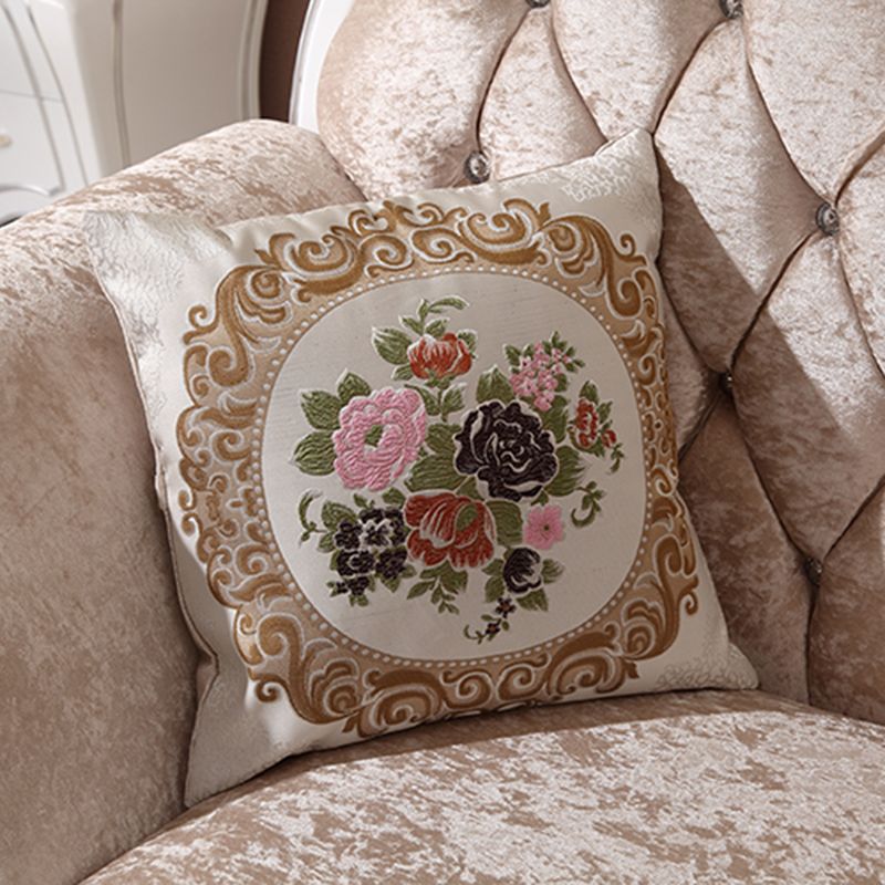 Glam Upholstered Chaise Lounge Couch Rolled Arms Chaise Lounge Chair