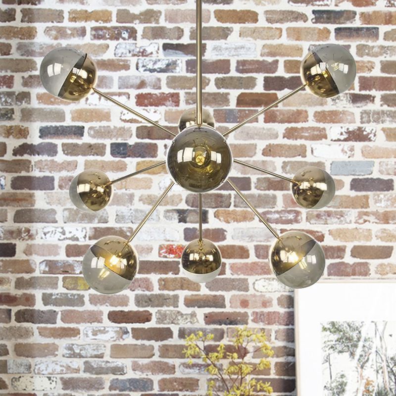 Semi-encastré Globe pour salle à manger, verre blanc/transparent/gris fumée, 9/12/15 lumières, luminaire semi-encastré contemporain en cuivre/chrome/or
