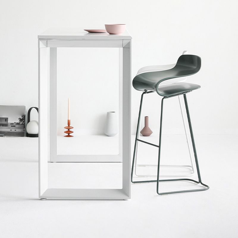 Contemporary Footrest Low Back Barstool Plastic Matte Finish Coffee Shop Stool