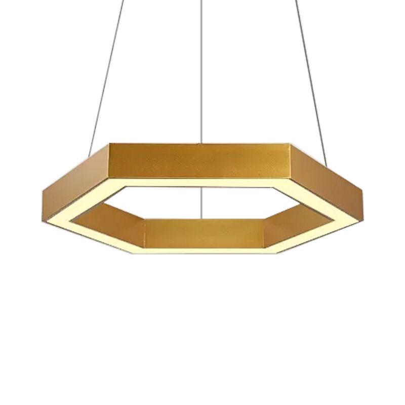 Hexagon Metall Suspension Lampe modern 16 "/23,5" breites LED -goldener hängende Decke Anhänger Licht für Wohnzimmer, a/b