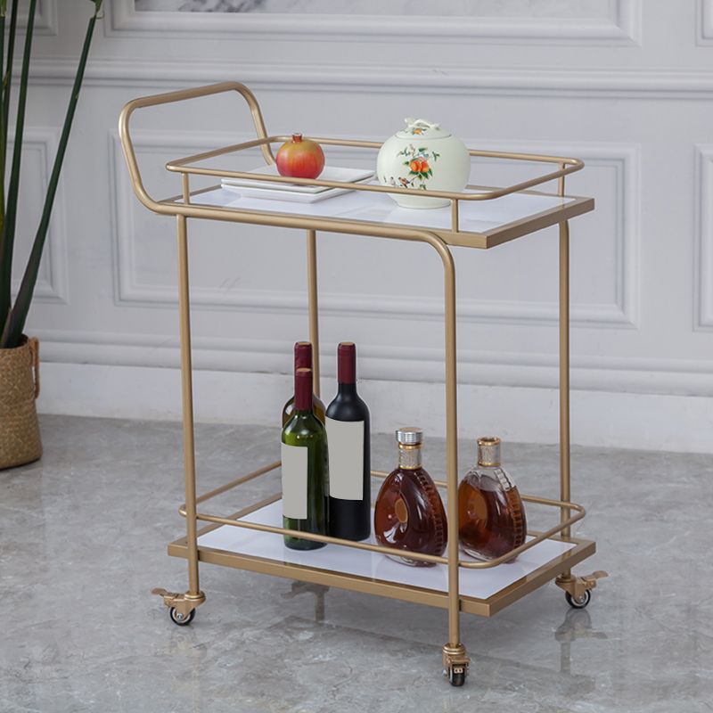 Contemporary 31.5"H Prep Table Rectangular Metal Rolling Prep Table for Dining Room
