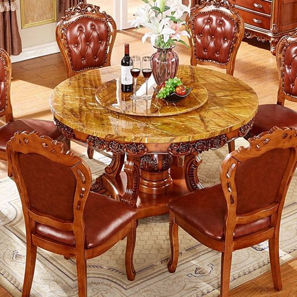 Rubberwood Base Victorian Round Table Pedestal Base Table for Dining Room
