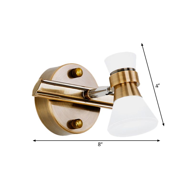 Tapered Bathroom Wall Vanity Light Traditionalist Metal 1/2/3-Bulb LED Brass Wall Lighting Fixture in Warm/White Light