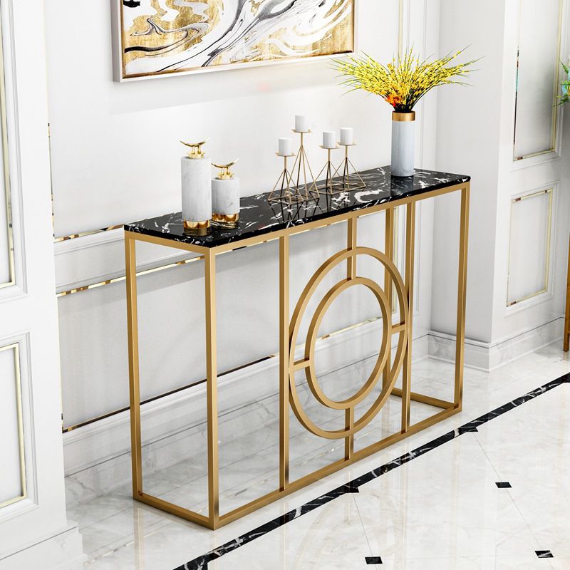 Modern Marble Console Sofa Table Rectangle Iron End Table for Hall