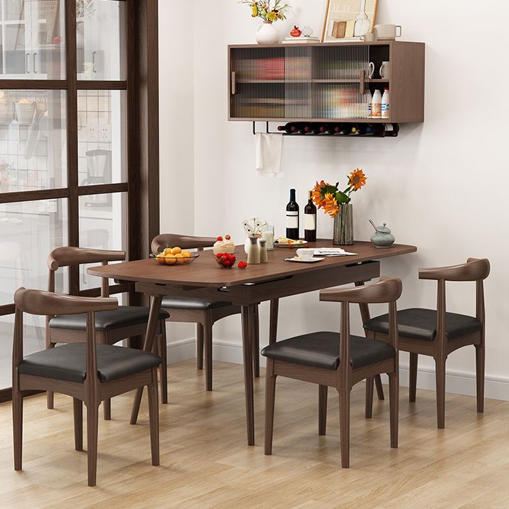 Modern Armless Backrest Chair with Rubber Wood Legs for Dining Room