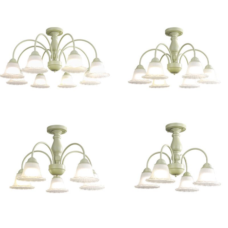 Modern Ceiling Lamp Metal Flush Mount Light Fixture with Glass Shade for Bedroom