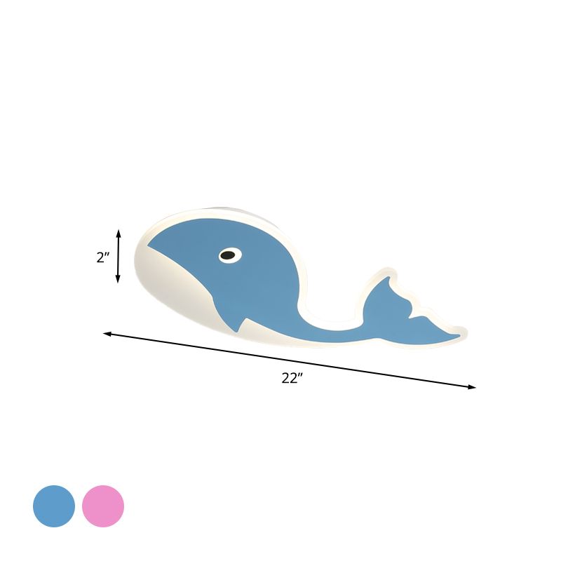 Ultradünne Cartoon Wal Flush Mount Lampe Kinder Acryl Rosa/Blau LED Decken Flushmount Lampe für Kinderzimmer