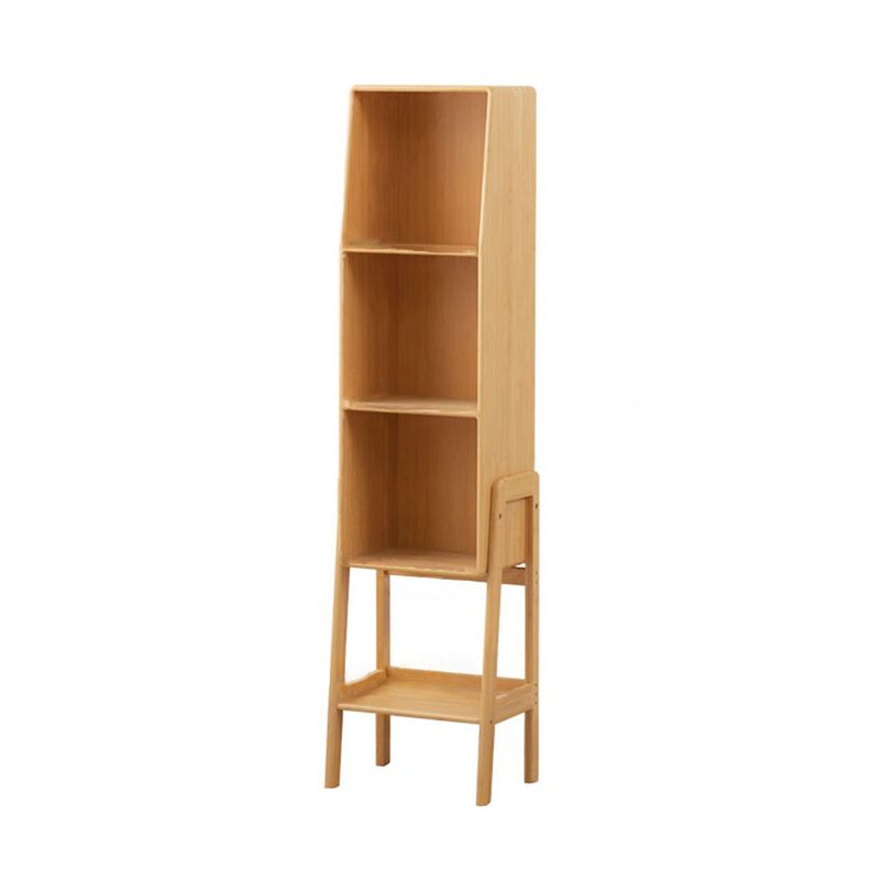 Closed Back Bamboo Bookshelf Contemporary Vertical Bookcase with Shelves