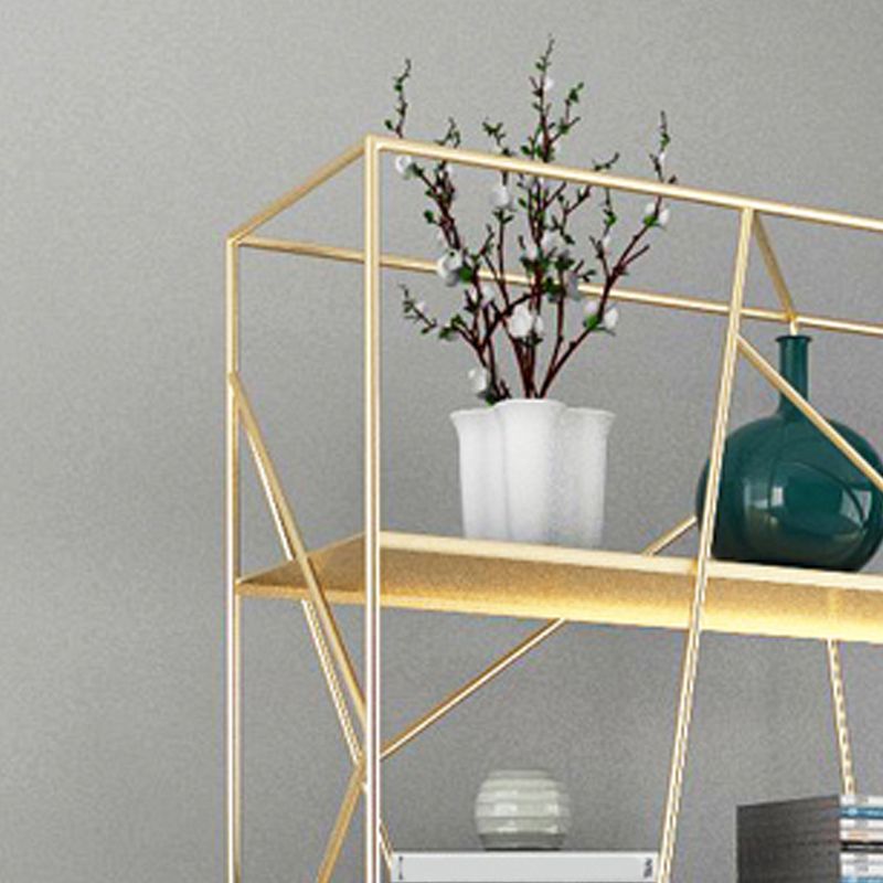 Industrial Etagere Bookcase Metal 4 Shelves Open Back Bookshelf
