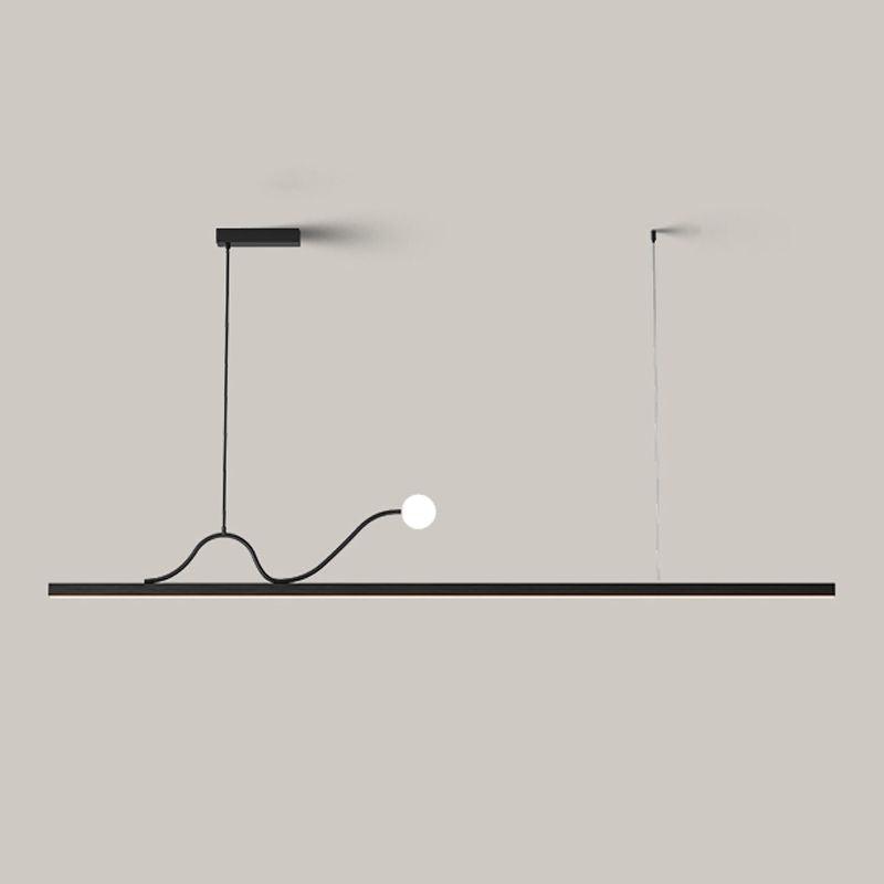 Black LED Island Light Modern Style Island Hanging Lamp with Acrylic Shade for Dining Room
