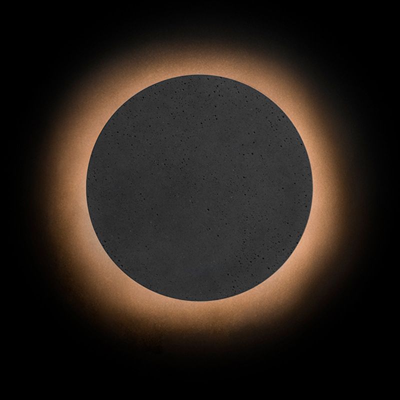 Luz de pared de cemento de estilo moderno aplique de pared redonda en gris para sala de estar