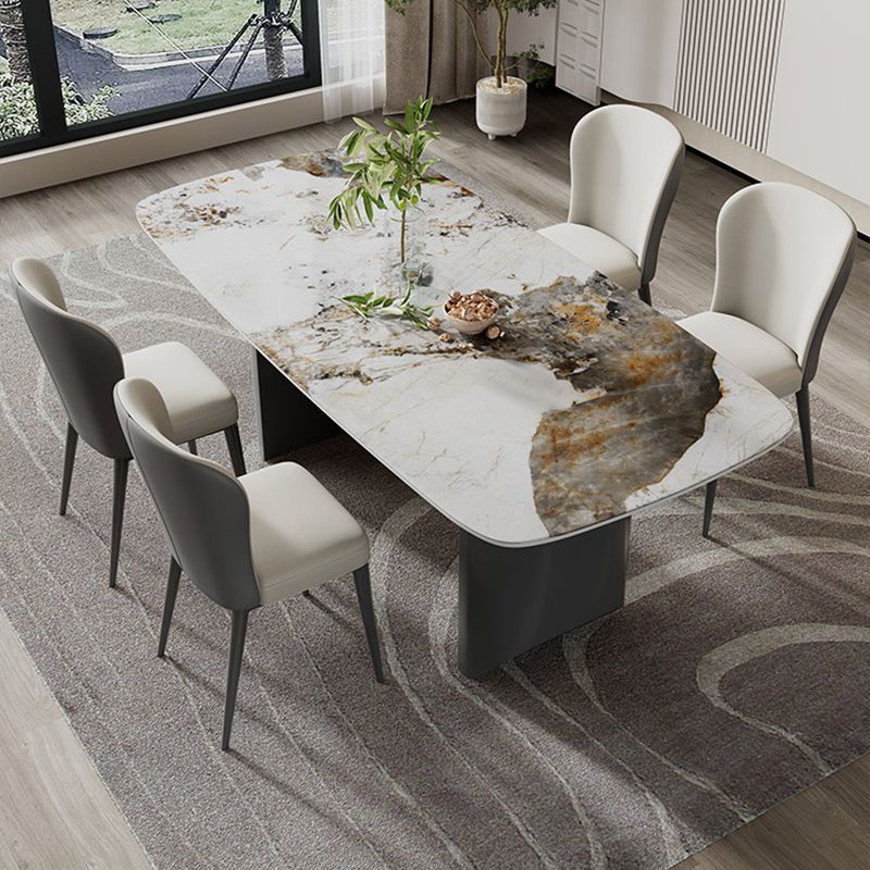 Rectangular Dining Table Set 1/2/5/7 Pieces White Stone Dining Set for Kitchen