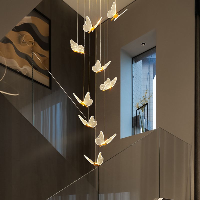 Luxurious Butterfly Style Hanging Ceiling Light, Acrylic Integrated LED Multi Light Pendant Lighting