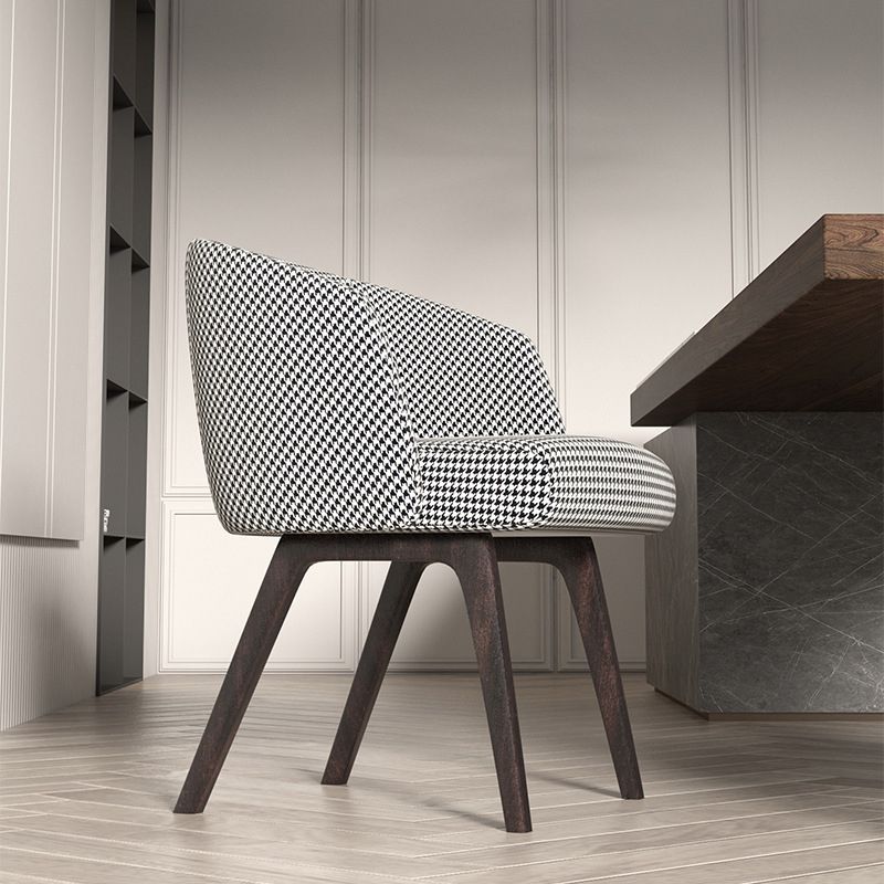 Contemporary Kitchen Dining Arm Chair Upholstered Side Chair with Wood Legs