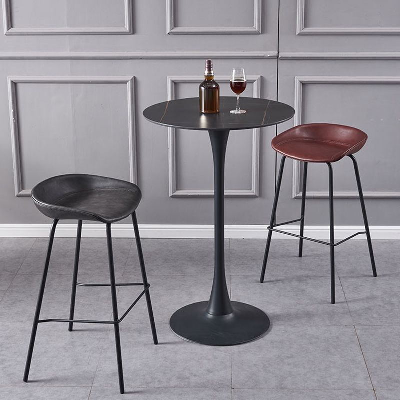 Industrial Style Counter Stool Armless Upholstered Bar Stool with Metal Legs