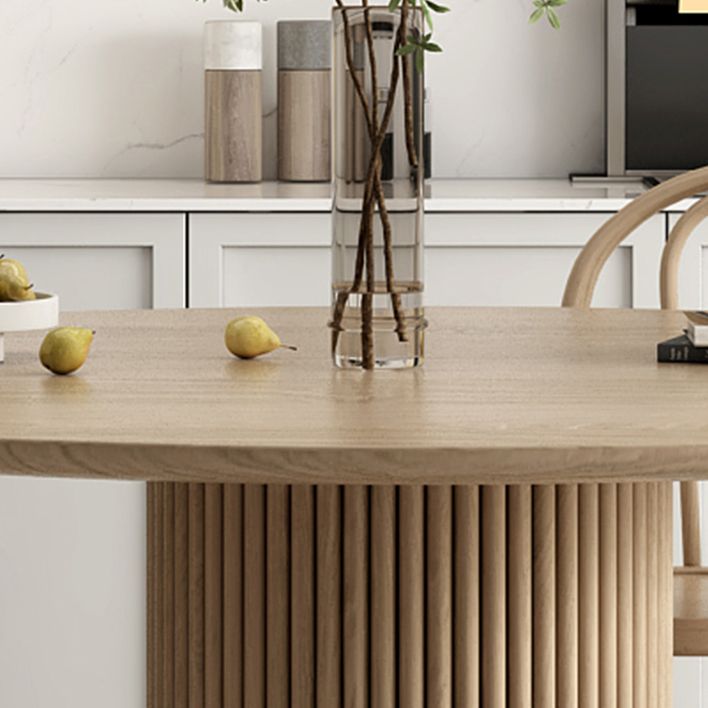 Ronde voetstuk Casual eettafel houten kleur vaste tafel met dennenhout massief hout