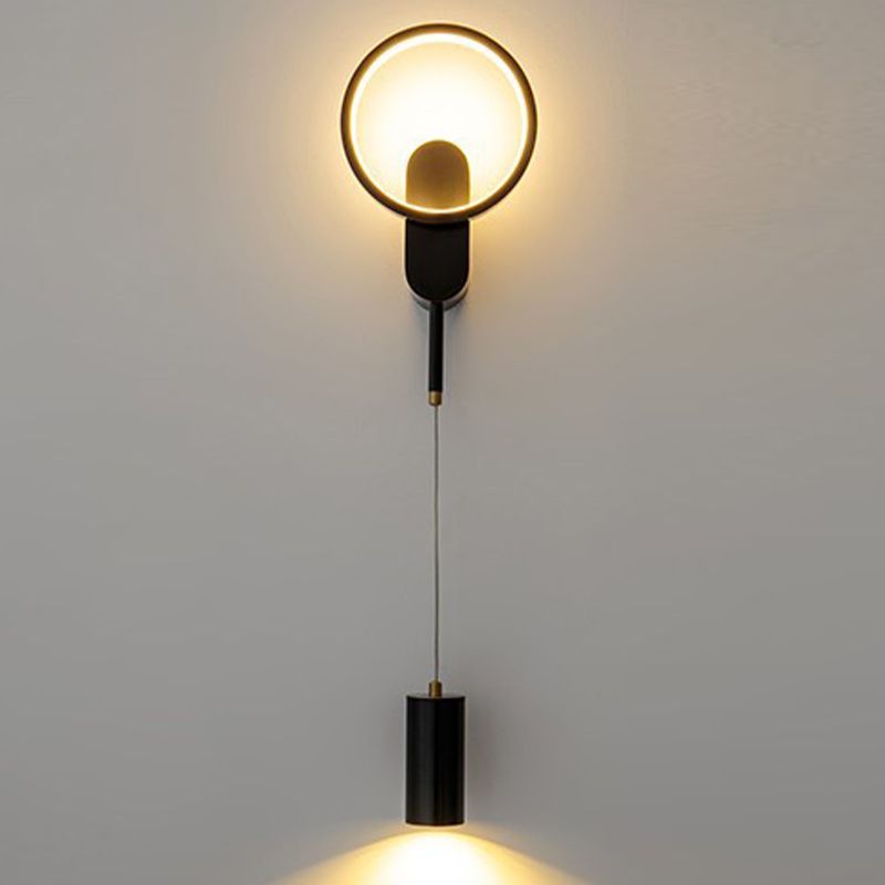 Modern Style Circle Shape Wall Light Metal 2 Light Sconces for Bedroom