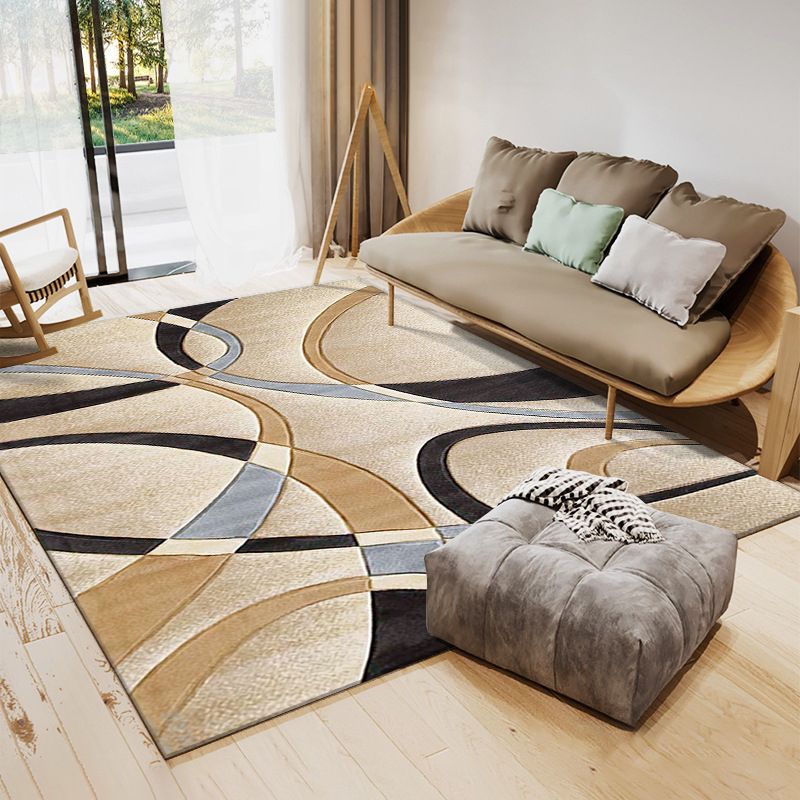 Light Yellow Graphic Carpet Polyester Simple Carpet Washable Carpet for Home Decor