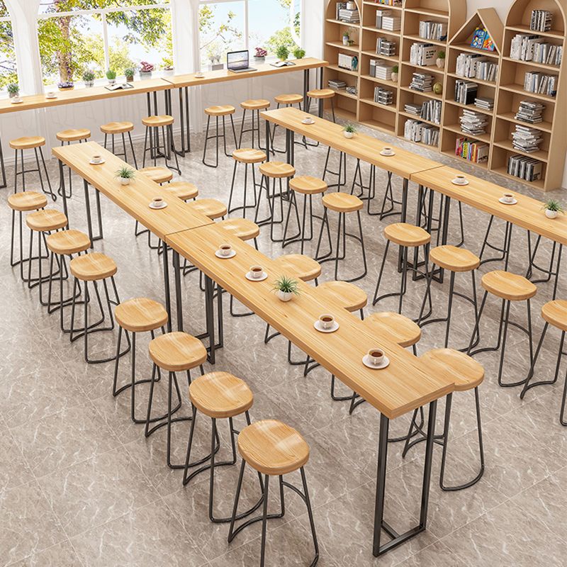 Modern Solid Wood Bistro Accent Dining Table Rectangle Bar Table in Natural