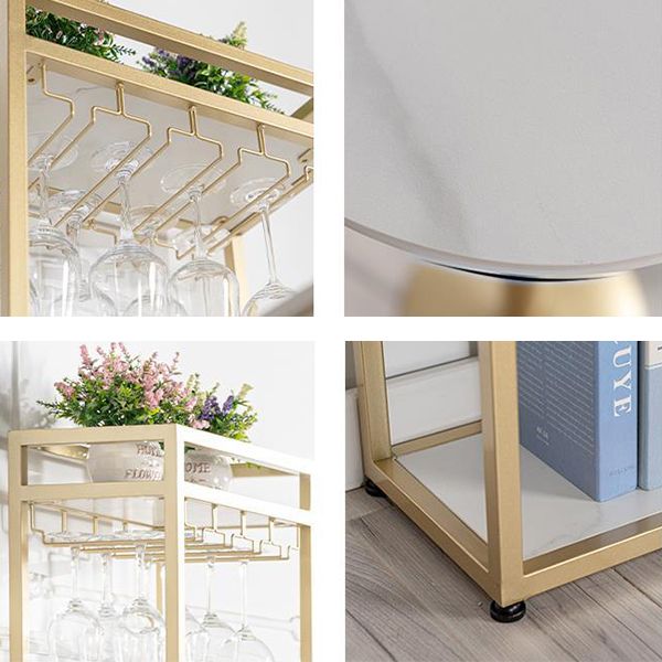 Glam Stone 1/2/3 Pieces Bar Table Set Rectangle Bar Table with Metal Legs for Kitchen