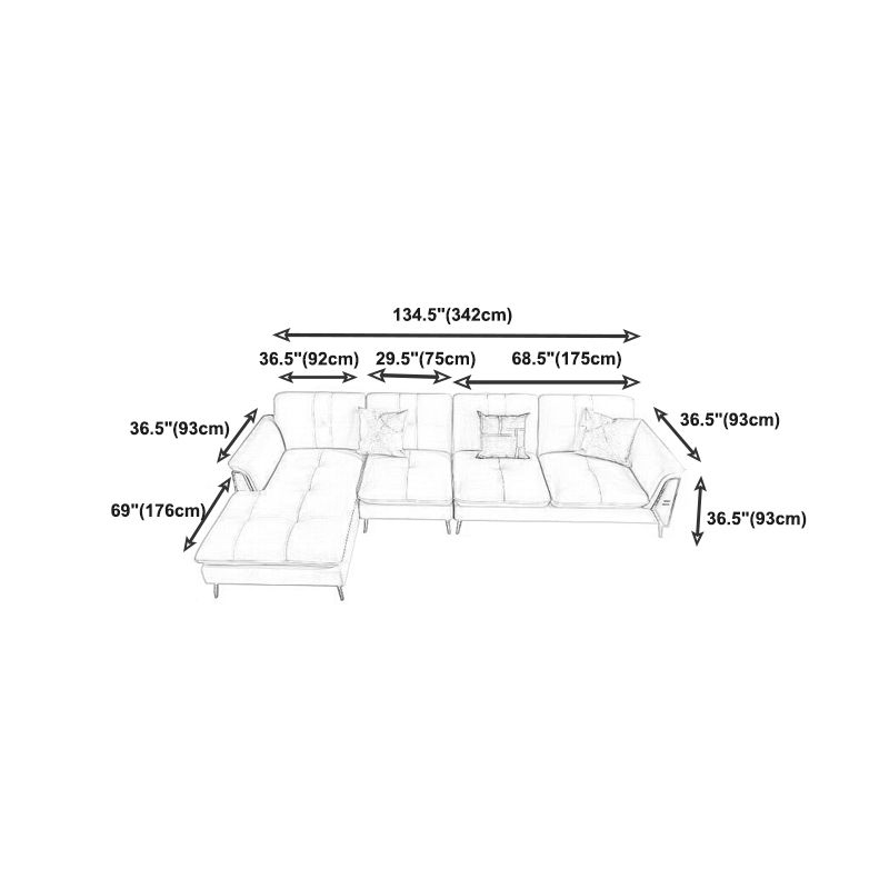 Contemporary Biscuit Back Sofa with Flared Arm for Apartment 36.61"