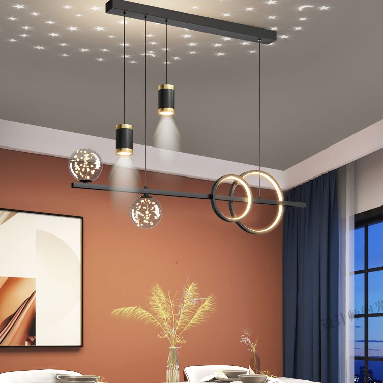 Luces de la isla de la esfera Pendientes contemporáneos de la isla de metal con sombra de vidrio