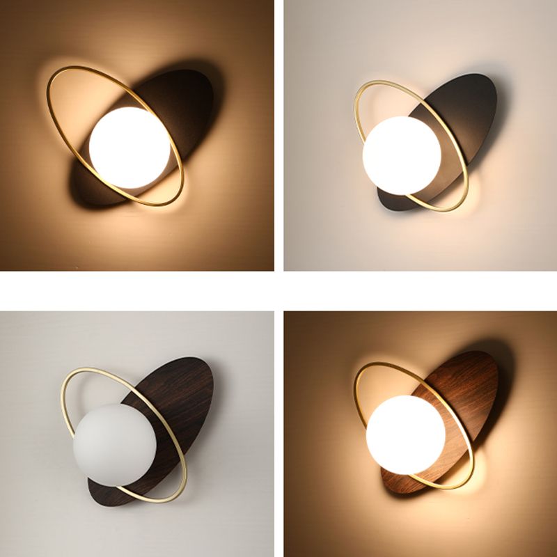 Modern Metal Wall Light Globe 1 Light Wall Sconce with Glass for Bedroom