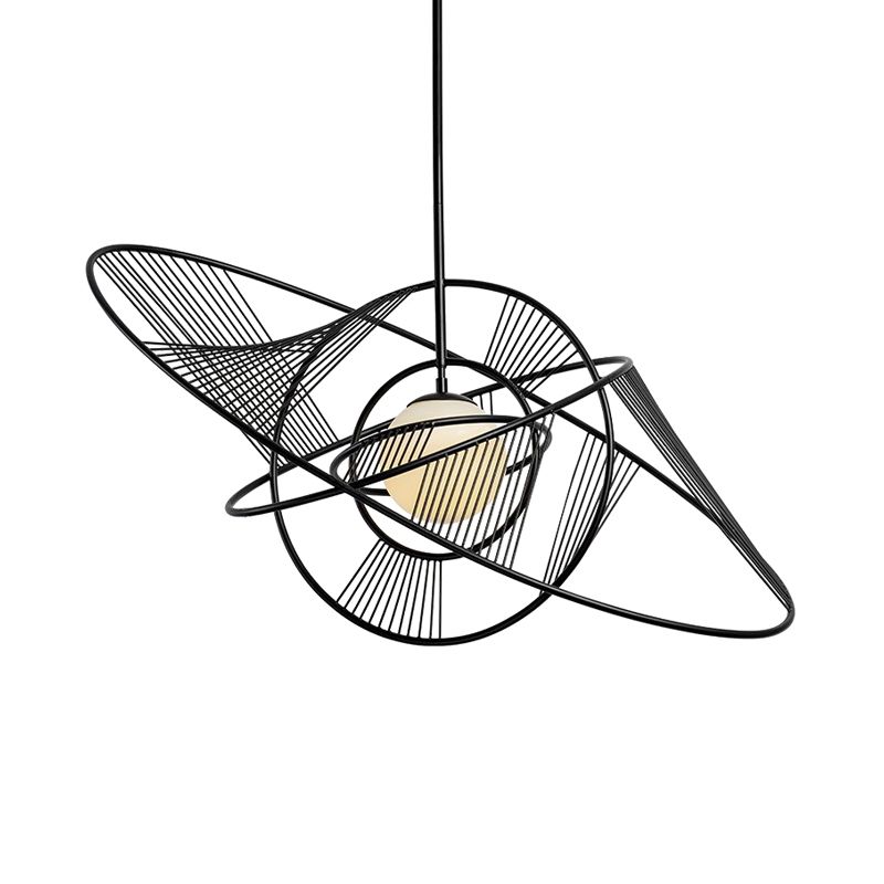 Kit lampada da soggiorno a 1 luci sospensione contemporanea sospensione in sospensione in nero
