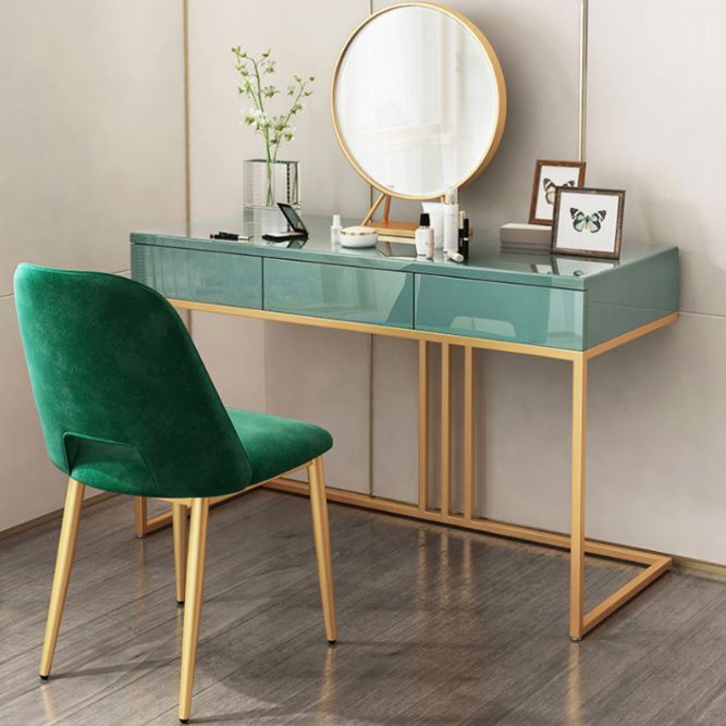 Glam 29.52" Height Green Wood Vanity Makeup Vanity with Drawers