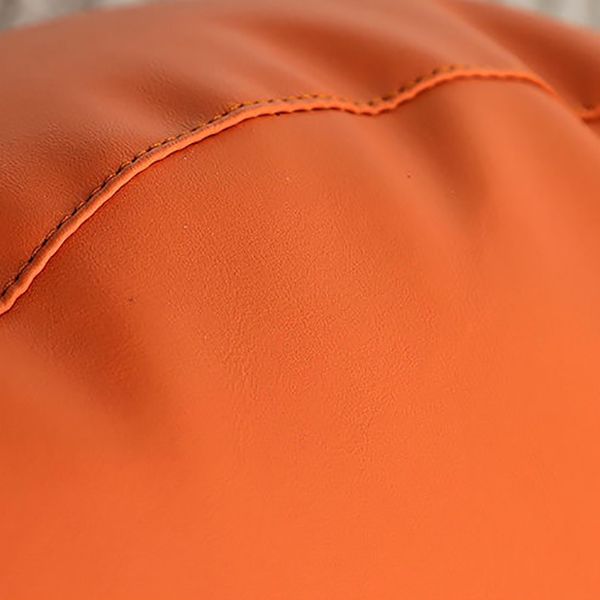 Modern Pouf Ottoman Faux Leather Upholstered Solid Color Round Ottoman