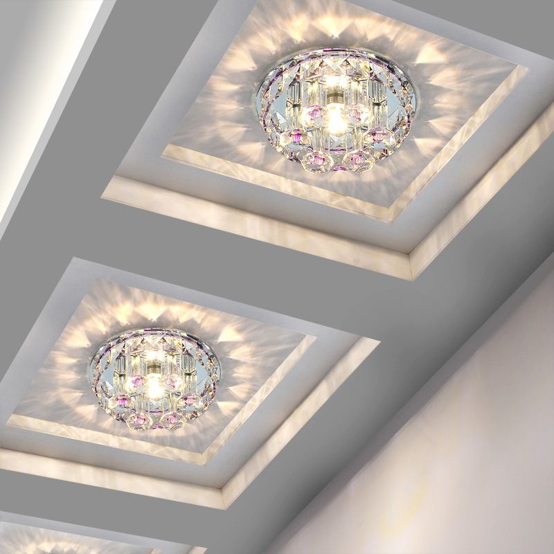 Prismatic Optical Crystal Round Flush Mount Minimalism Clear LED Flush Ceiling Light Fixture
