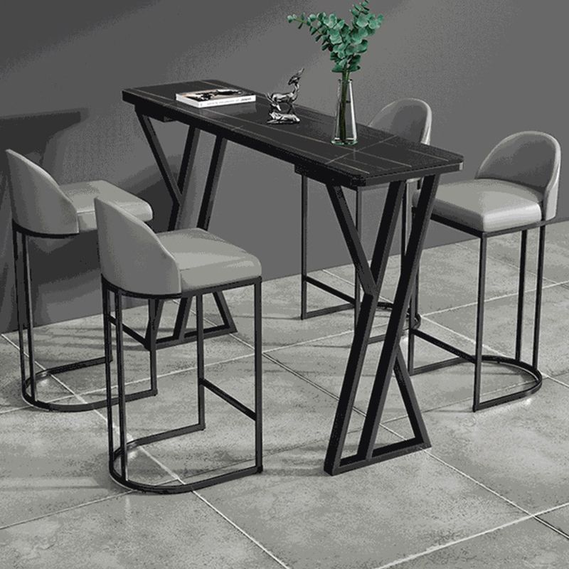 Industrial Stone Bar Wine Table Rectangle Coffee Shop Bar Height Cocktail Table