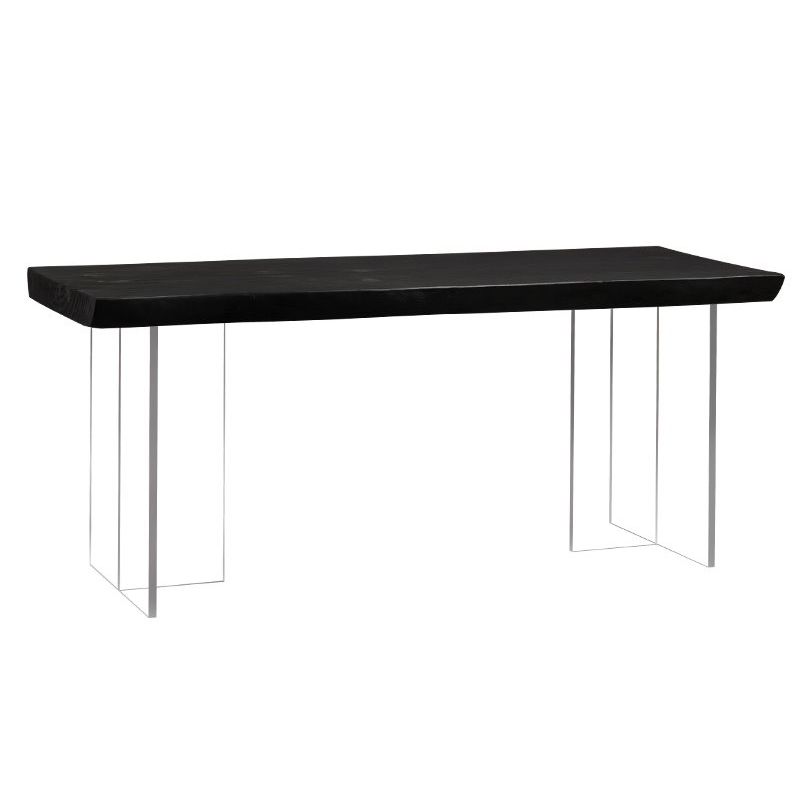 Pine Solid Wood Dining Room Collection Modern Rectangle with Acrylic Double Pedestal Table