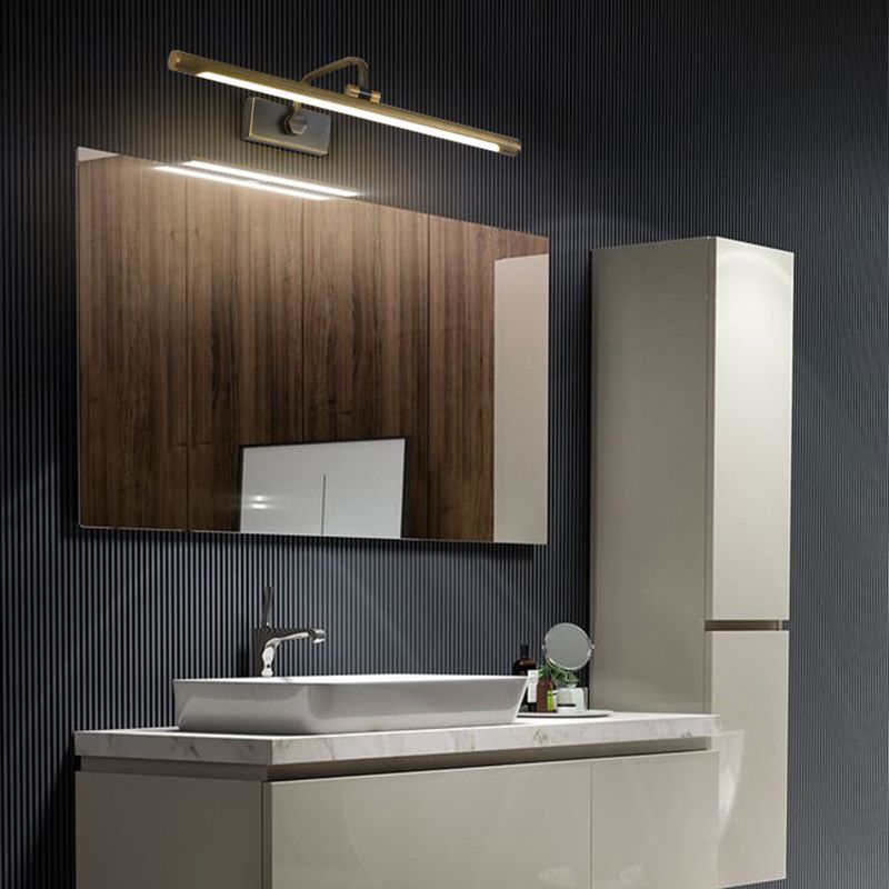 14"/18"/23" W Tubular Bathroom Sconce Lamp Traditional Metal Antique Brass LED Vanity Lamp in Natural Light