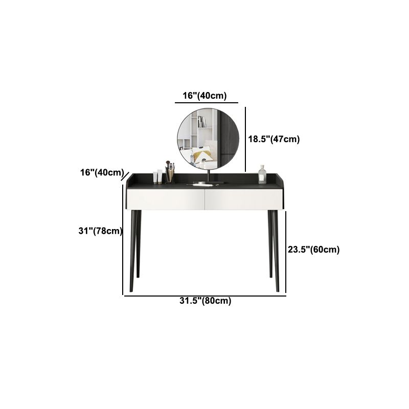 Contemporary White Makeup Table With Drawers 15.74 W x 30.70" H for Bedroom