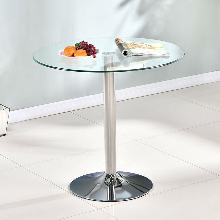 Modern Style Glass Kitchen Dining Table Round Table with Tulip Base for Home Use
