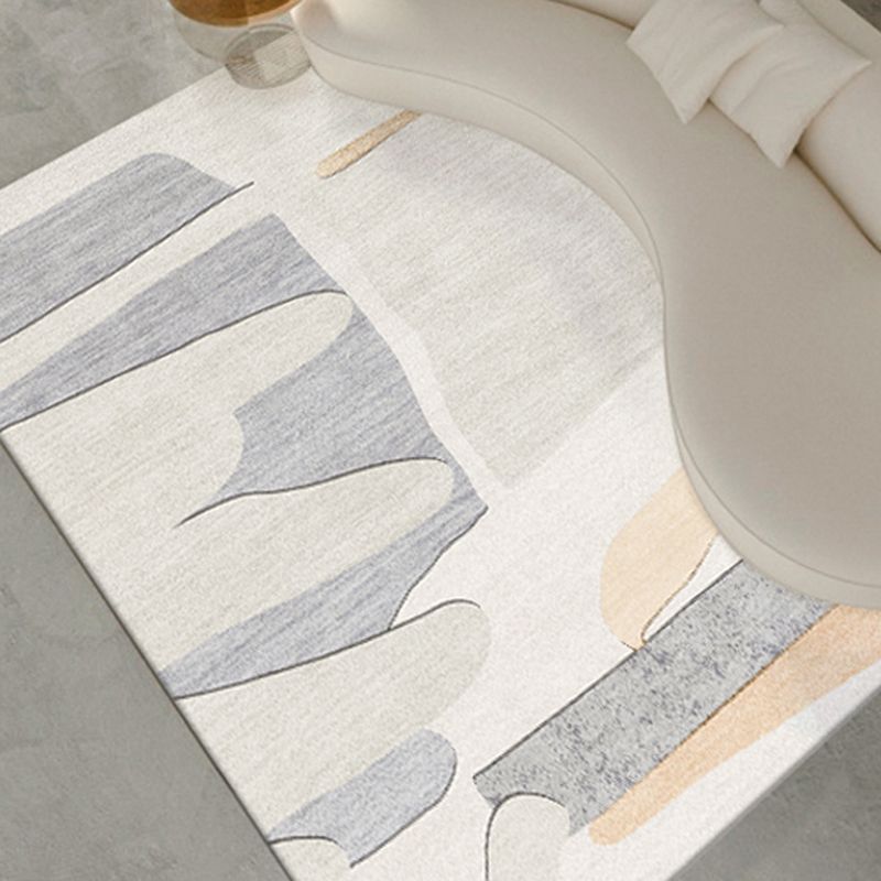 Simplicity Washable Rug Stylish Contrast Panel Rug Polyester Stain Resistant Carpet for Home Decor