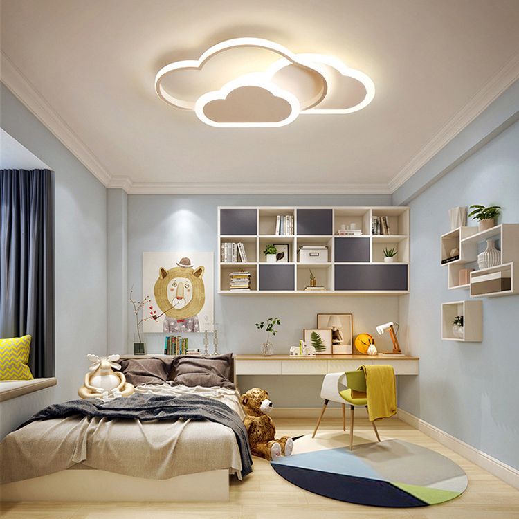 Creative Shaped LED Plafond Licht Kids Room Minimalist Line Design Flush Mount Verlichting Armatuur met Acryl Schaduw