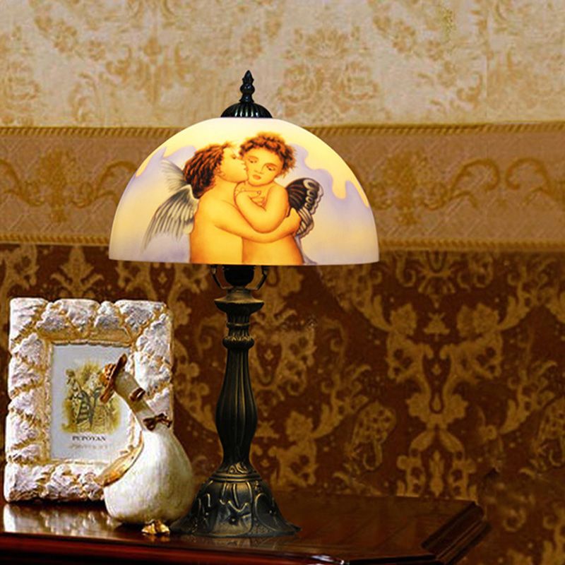 Bol lampe de chevet en verre taché