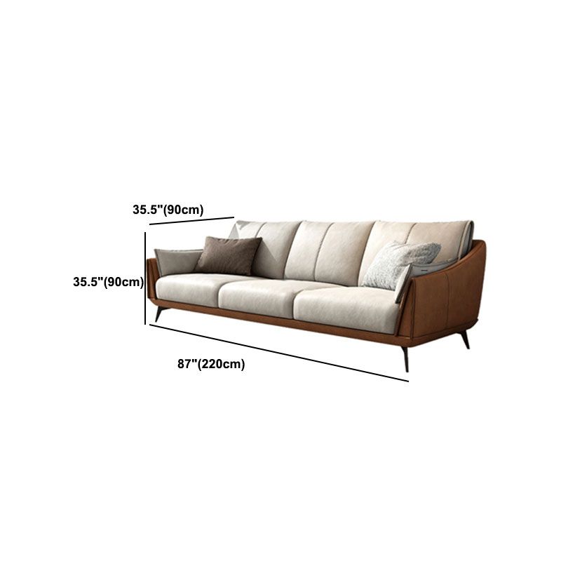 Modernism Sofa with Bolster Pillows Sloped Arm Sofa in Orange